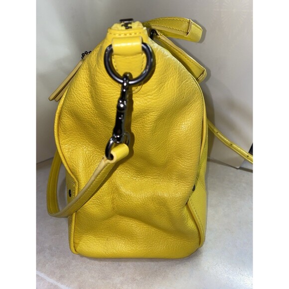 COACH MICKIE GRAIN LEATHER SHOULDER BAG SATCHEL YELLOW #F34040 Easter Ready - Picture 8 of 15